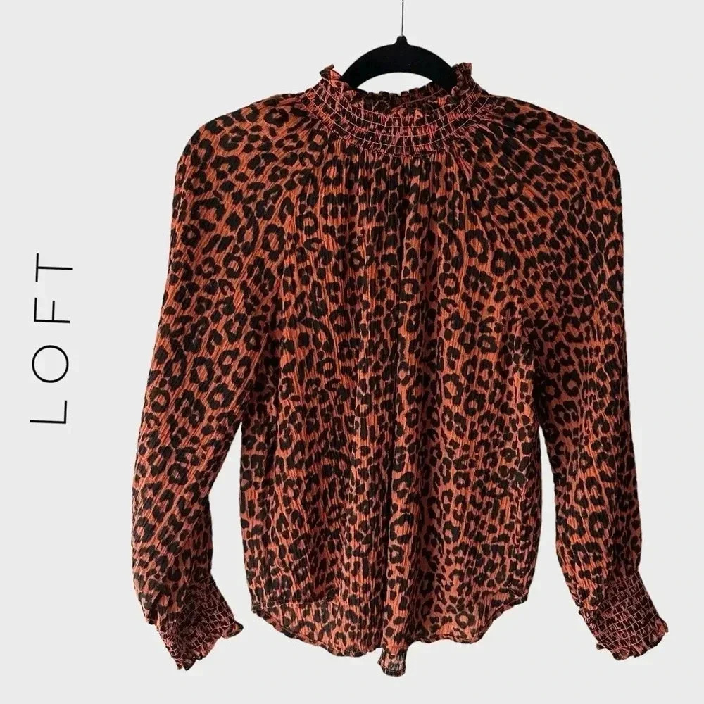 LOFT | NWOT | LONG SLEEVE ANIMAL PRINT BLOUSE | SMALL PETITE